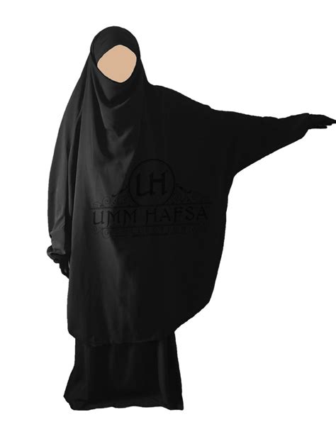 Jilbab Umm Hafssa 2 Pièces Classique Noir Almastour