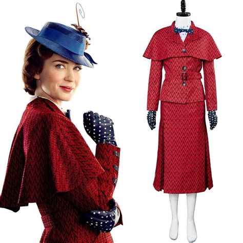 2018 mary poppins returns costume mary poppins dress hat red version déguisement mary poppins