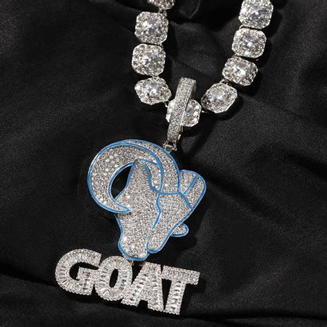 Iced Out Goat Charm Pendant Necklace Chain Goat Letter Necklace Hip Hop Rapper Men Jewelry