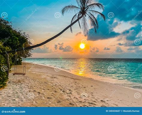 Sunrise In Maldives Stock Image Image Of Island Caribbean 240434607