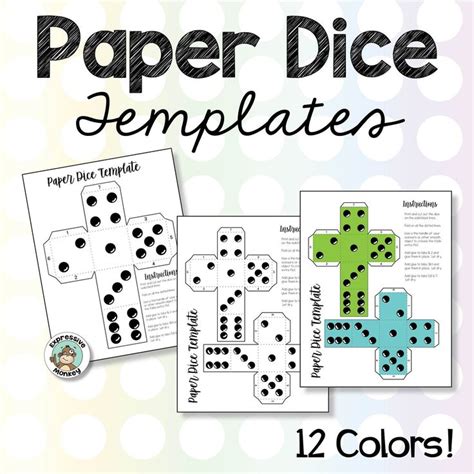 Printable Paper Dice Expressive Monkey Dice Template Math Games Math