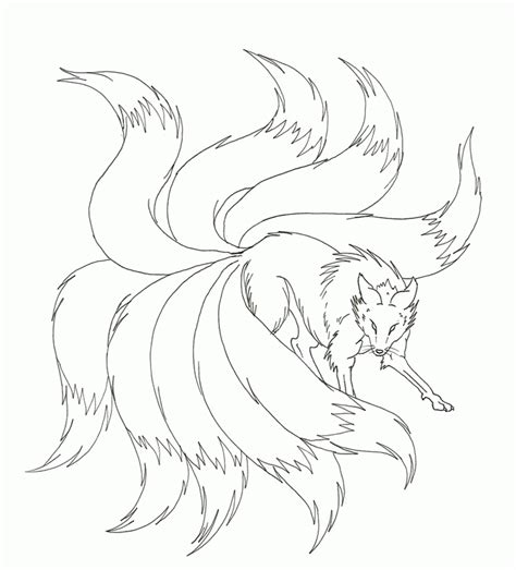 A Nine Tailed Fox Coloring For Kids Coloring Page Ikids Coloring Home