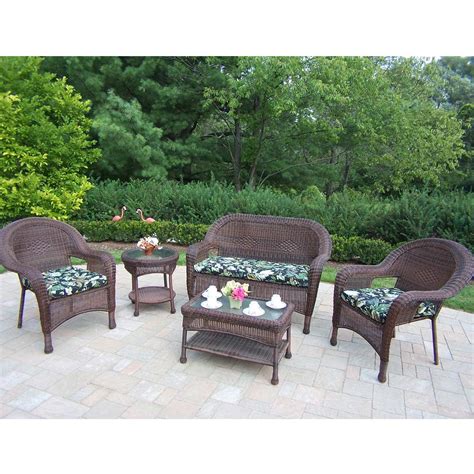 This sectional sofa with cushions is a perfect addition for your outdoor needs, bringing a polished look to your patio or backyard space. Oakland Living Resin Wicker 5 Piece Outdoor Seating Set ...