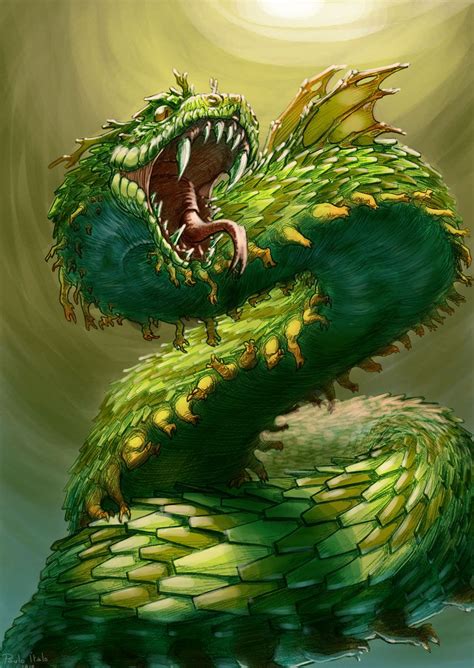 African Snake Like Dragon Mythical Creatures Art Mythological
