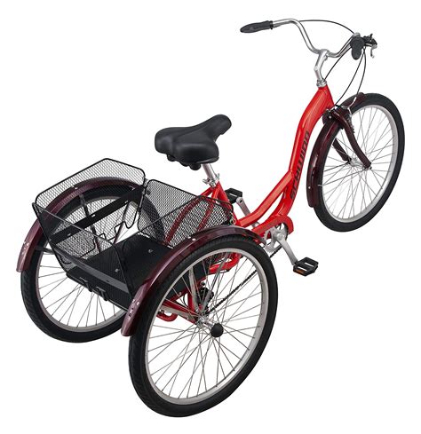 schwinn meridian adult tricycle three wheel cruiser bike multiple speeds and electric 24 inch