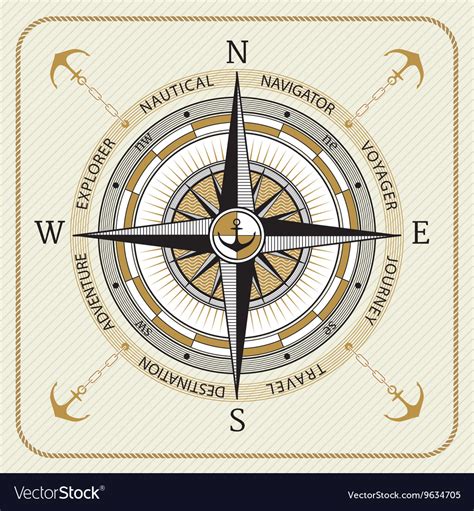 Nautical Vintage Compass 03 Royalty Free Vector Image