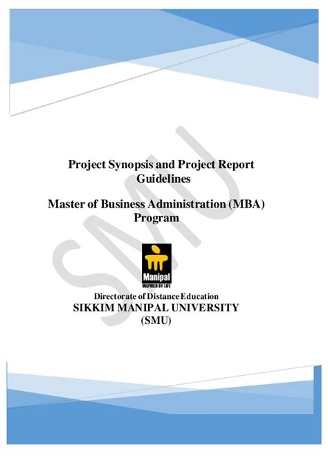 (PDF) MBA PROJECT SYNOPSIS AND PROJECT REPORT GUIDELINES Project Synopsis and Project Report ...