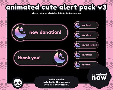 Animated Cute Streamer Alert Pack V3 For Twitch Rgb Color Etsy