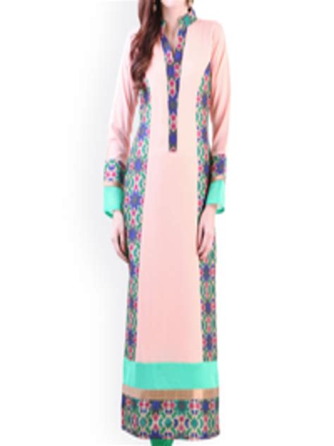 Buy Libas Women Peach Coloured Embroidered Kurta Kurtas For Women