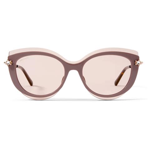 Jimmy Choo Clea Nude And Copper Gold Cat Eye Sunglasses With Gold