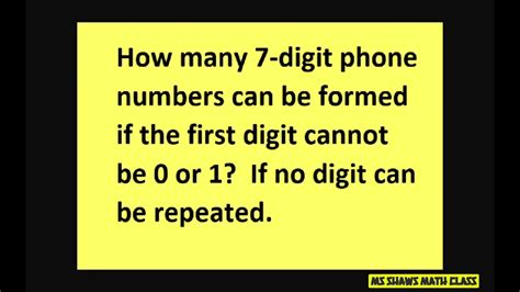 How Many 7 Digit Phone Numbers Can Be Formed If First Digit Cannot Be 0