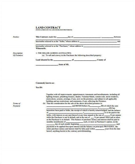 8 Land Contract Forms Free Sample Example Format Free And Premium