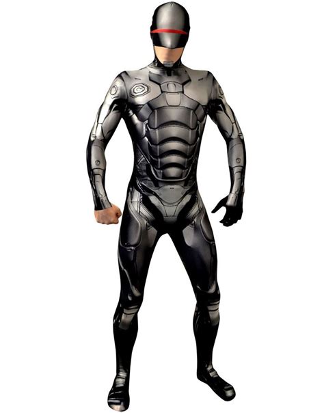 Mens Official Robocop Halloween Morphsuit Skin Fancy Dress Costume