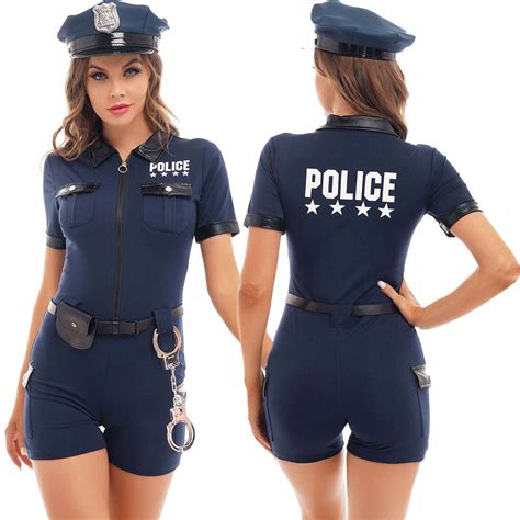 Damen Sexy Polizei Kostüm Polizistin Uniform Outfit Halloween Fasching Cosplay Ebay