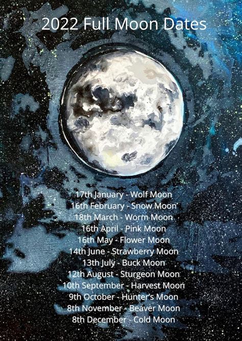 Full Moon Calendar 2023 Printable Full Moon Dates Digital Etsy India