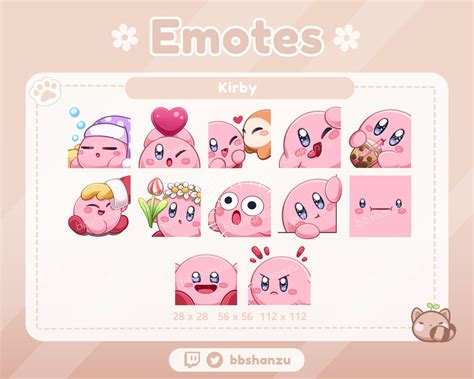 12 Pack Kirby Twitch Discord Emotes Twitch Graphics Etsy