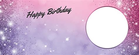 Happy Birthday Sparkles Pink Purple Design Small Personalised Banner