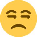 This emoji shows a face with slightly raised eyebrows, a small frown and eyes looking to the side. Unamused Face Emoji