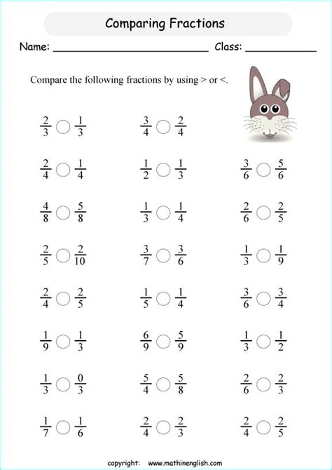 ntyj bhth alsor aan worksheets  comparing fractions   grade