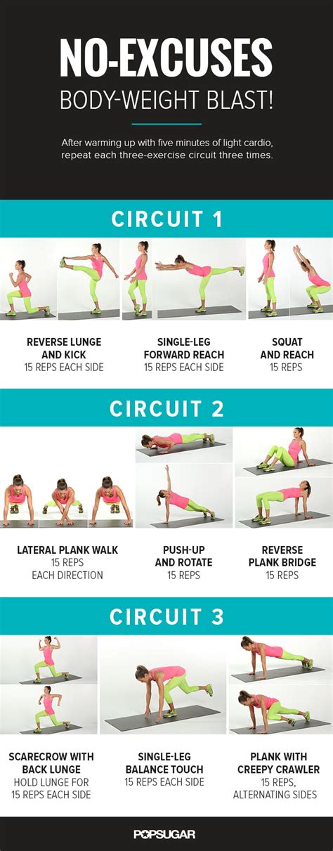 Printable No Equipment Workout Popsugar Fitness