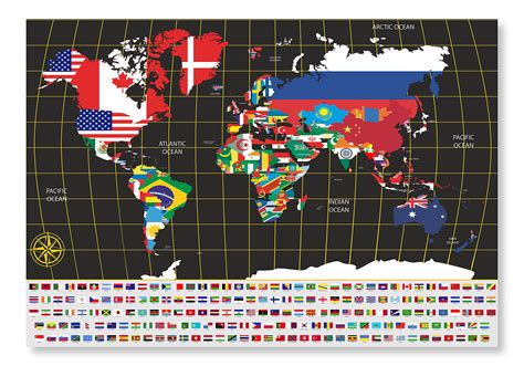 Scratch Off World Map Poster With Country Flags For Travel