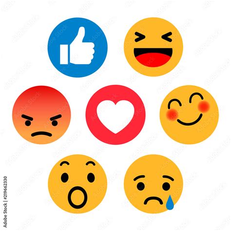 Vecteur Stock Set Of Emoticons Emoji Social Network Reactions Icon