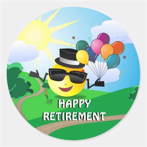 Happy Retirement Colorful Fun Design Classic Round Sticker Zazzle