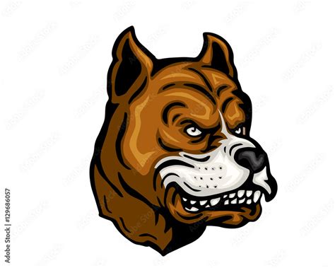 Angry Dog Breed Character Logo Brown Pitbull Stock Vector Adobe Stock