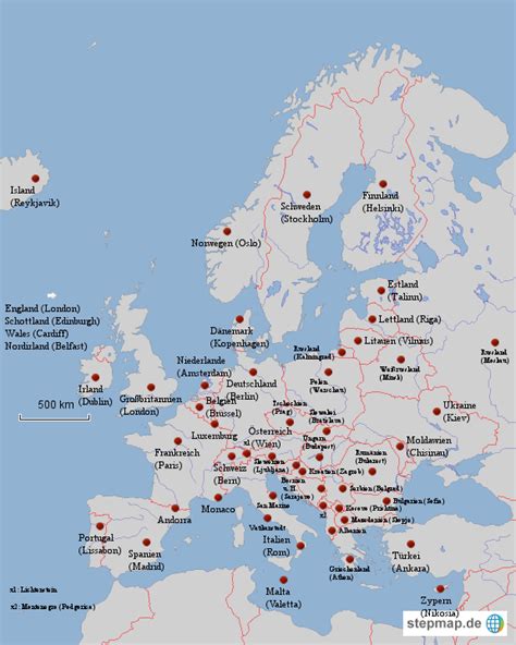 Europakarte Mit Staaten Und Hauptstädten My Blog