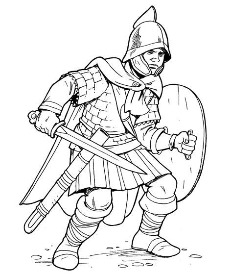 Colorear dibujos de guerreros medievales. Dibujo para colorear - Guerrero gótico
