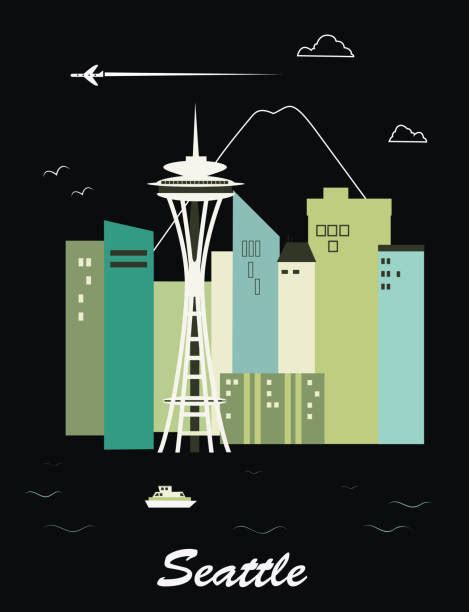 Best Cartoon Of Seattle Skyline Illustrations Royalty Free Vector