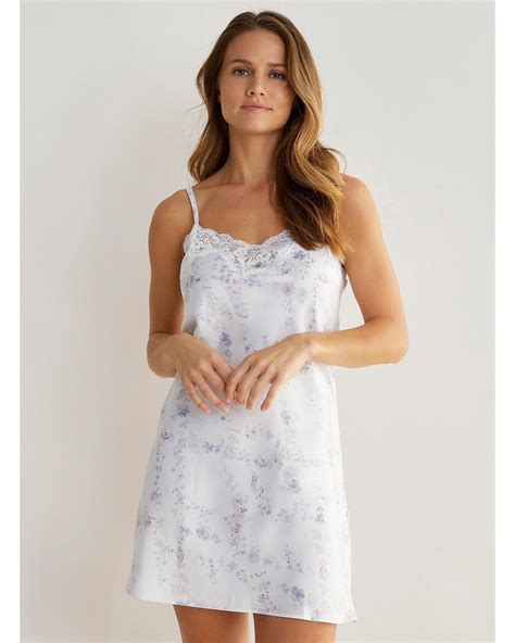 Ralph Lauren Satin And Lace Floral Nightie In White Lyst