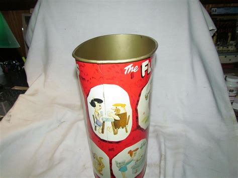 Vintage Hanna Barbera The Flintstones Trash Can Bucket Early 1960s