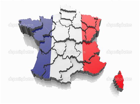 Karte Von Frankreich In Den Farben Der Französischen Flagge — Stockfoto