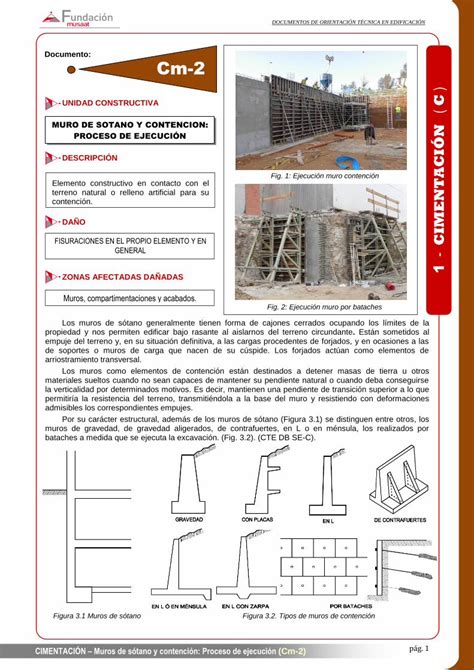 Pdf Cm Muro De Sotano Y Contencion Proceso De Ejecuci N Muros