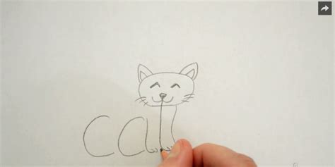 Comment Dessiner Un Chat à Partir Du Mot Chat - Tuto facile : dessinez un chat à partir du mot "cat" | Dessin chat