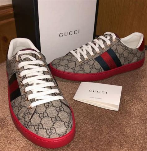 Gucci men's ace gg supreme sneaker 39. Mens Gucci ace GG leather low top supreme sneaker trainers ...