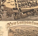 New London Connecticut 1876 map BirdsEye View Panoramic - VINTAGE MAPS ...