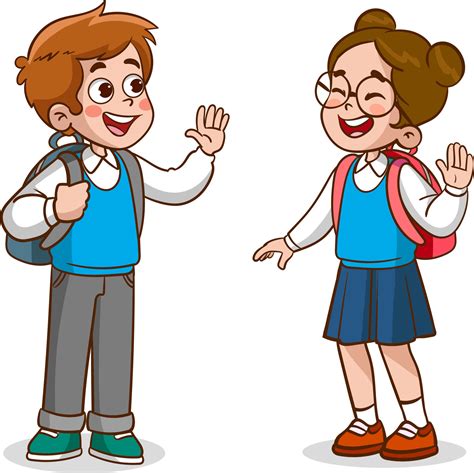 little kid say hello to friend and go to school together 13479804