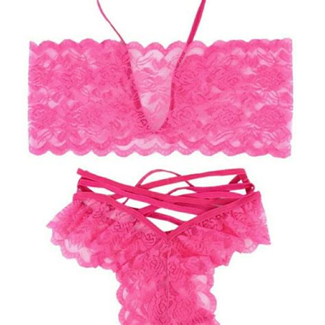 Intimates And Sleepwear Sale Super Sexy Pink Floral Lace Lingerie Set