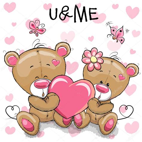 Cute Teddy Bears With Heart Stock Vector Image By Reginast