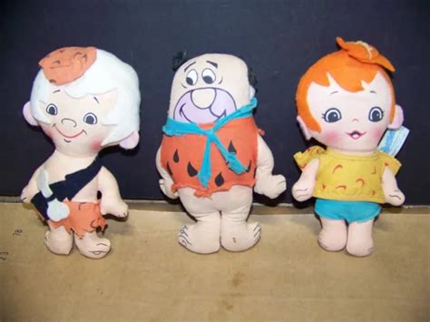 Vintage 1972 Flintstone Plush 7 Knickerbocker Toys Pebbles Bamm