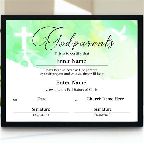 Godparents Certificate Template 11x85 Baptism Certificate Download