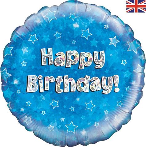 Oaktree 18 Happy Birthday Blue Holographic Foil Balloon