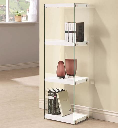 Contemporary Three Shelf Bookcase With Glass Shelves And Side Panels All Nations Furniture