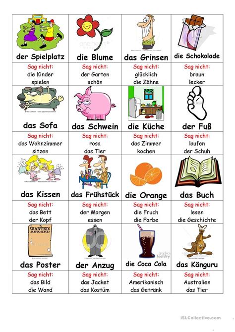 Trinkspiel karten zum ausdrucken : Tabukarten zum Drucken - verschiedene Deutsche Begriffe mit Bildern worksheet - Free ESL ...