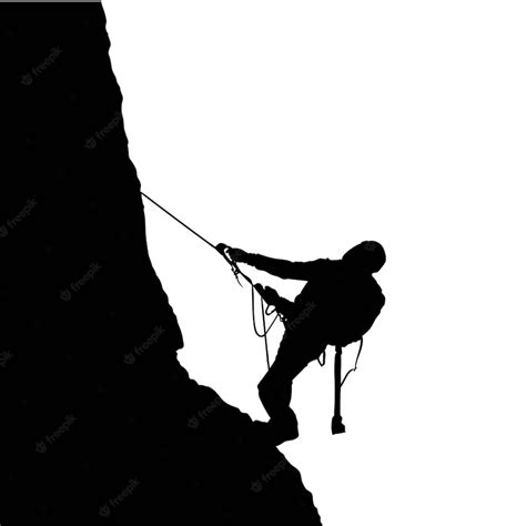 Premium Vector Adult Adventurous Man Climbing A Mountain Cliff