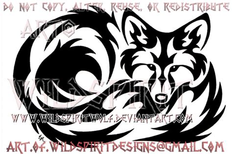 Curled Fox Tribal Design Tribal Tribal Design Wolf Artwork
