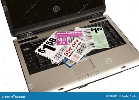 A Laptop With Coupons Represents Online Coupons Xx Stock Image Image