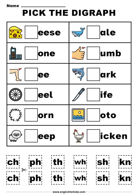 Ch Digraph Worksheet For Kindergarten